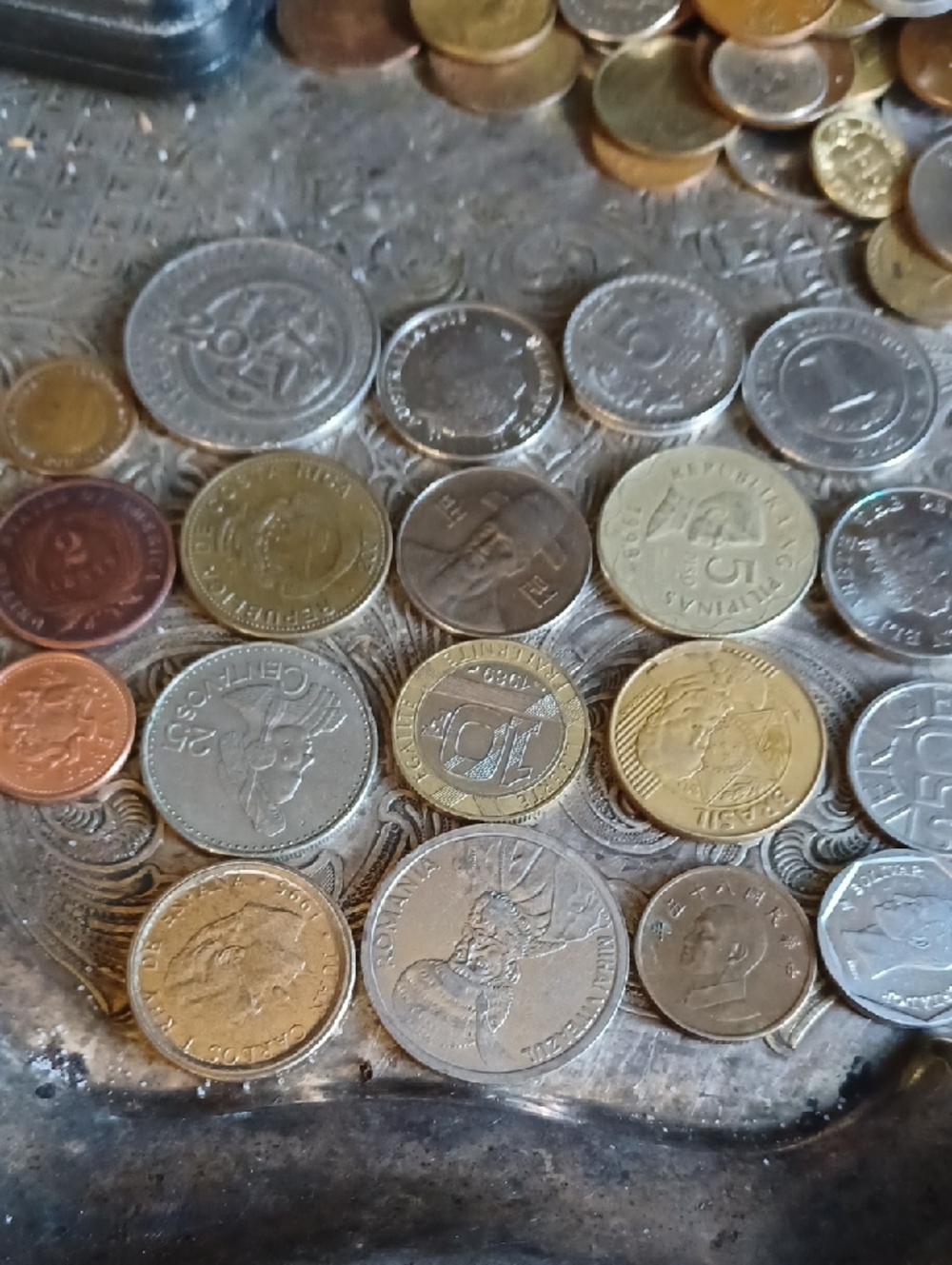 Vintage Mixed World Coins - Assorted Metallic Tones